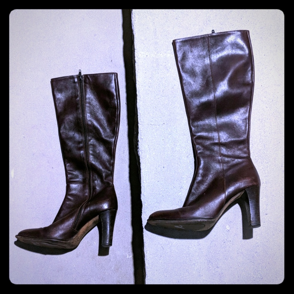 J. Crew brown leather boots heels 8.5
